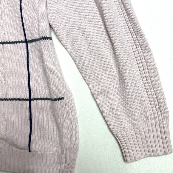 Oscar de la Renta Vintage Light Pink Grid Sweater Size Large - Picture 3 of 7